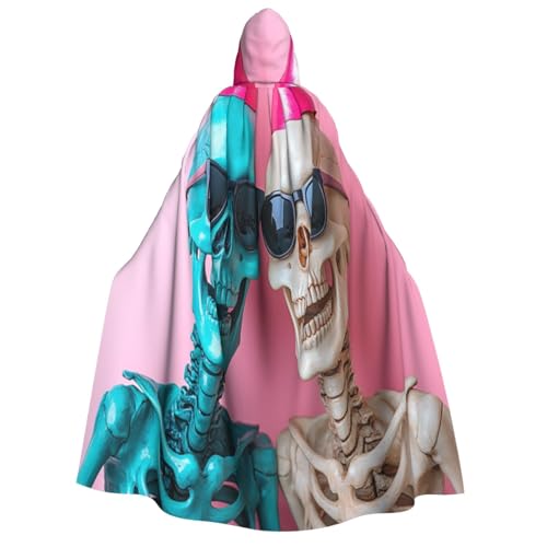 Khkbnb Skelett-Umhang mit Kapuze für Erwachsene, Halloween-Kostüm, perfekt für Hexen-Cosplay, Horror-Halloween-Partys von Khkbnb