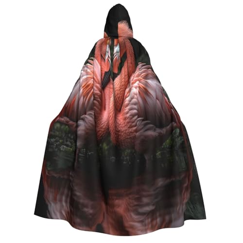 Khkbnb Symmetrischer Flamingo-Umhang mit Kapuze für Erwachsene, Halloween-Kostüm, perfekt für Hexen-Cosplay, Horror-Halloween-Partys von Khkbnb