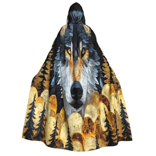 Khkbnb Tribal Totem Kapuzenumhang für Erwachsene, Halloween-Kostüm, perfekt für Hexen-Cosplay, Horror-Halloween-Partys von Khkbnb