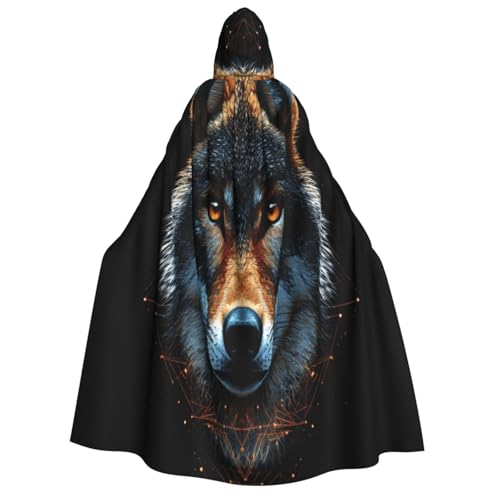 Khkbnb Wolfskopf-Umhang mit Kapuze für Erwachsene, Halloween-Kostüm, perfekt für Hexen-Cosplay, Horror-Halloween-Partys von Khkbnb
