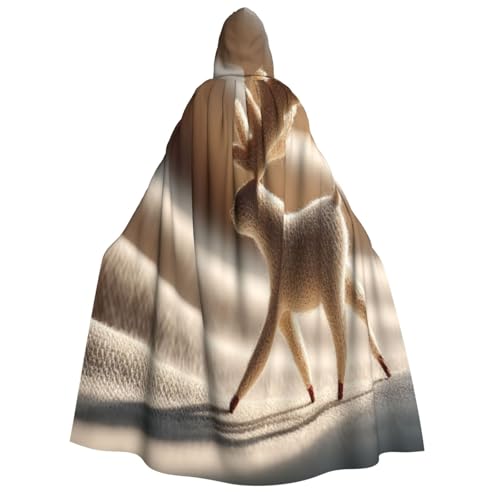 Khkbnb Zusammengestellter kleiner Hirsch mit Kapuze für Erwachsene, Halloween-Kostüm, perfekt für Hexen-Cosplay, Horror-Halloween-Partys von Khkbnb