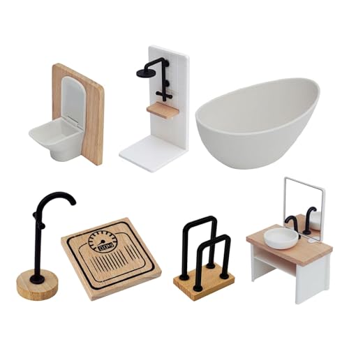 KiBcsLic 1/12 Skala Puppenhaus Bad Set Simulation Zubehör Becken Ornamente Möbel Kit, 7pcs Gesetzt von KiBcsLic