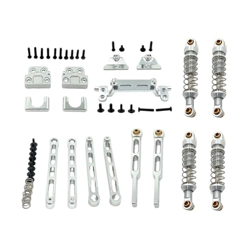 KiBcsLic 1 Satz RC Stoßdämpferhalter Upgrades Zubehör Metall Zugstangenhalter Front Heckverstärkung Passend für 1/12 MN82T MN82S LC79 RC Modellauto Heimwerken, Silber von KiBcsLic