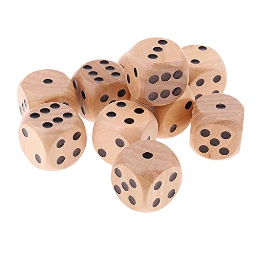 KiBcsLic 10 Stücke 2 cm D6 Gepunktete Holzstanzformen für Kinder Bausteine ​​Spielzeug Geschenk, Natürlich von KiBcsLic