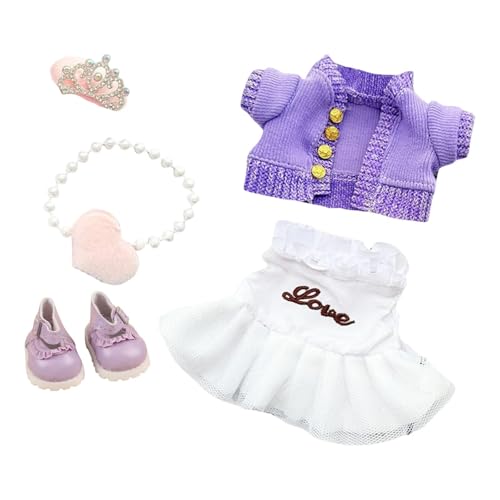 KiBcsLic 17cm Puppenkleidung mit Haaraccessoire für Mädchen, Handgemachter Pullover, Lila mit Schuhen KiBcsLic 17cm Puppenkleidung mit Haaraccessoire für Mädchen, Handgemachter Pullover, Lila mit Schuhen von KiBcsLic