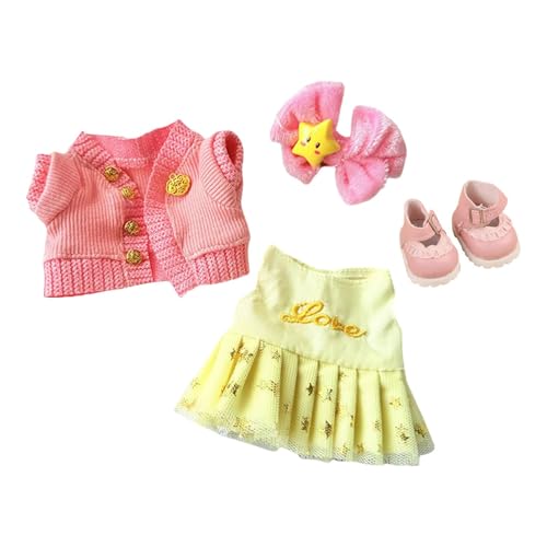 KiBcsLic 17cm Puppenkleidung mit Haaraccessoire für Mädchen, Handgemachter Pullover, Rosa mit Schuhen KiBcsLic 17cm Puppenkleidung mit Haaraccessoire für Mädchen, Handgemachter Pullover, Rosa mit Schuhen von KiBcsLic