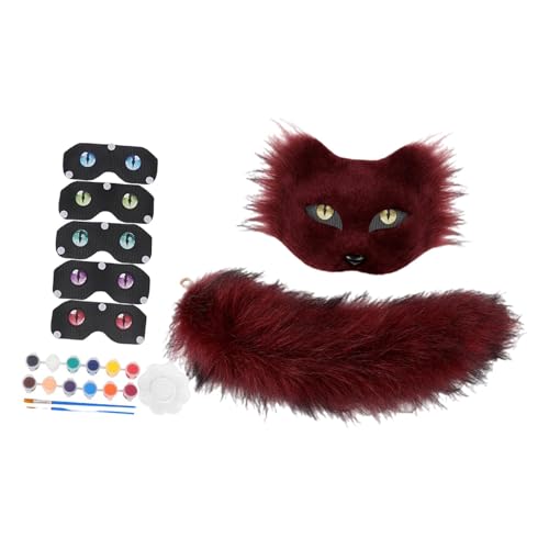 KiBcsLic 2 Stück Fuchsmaske Als Rollenspiel Zubehör Faschingskostüm Und Tier Set mit Bequemer Halbmaske Und Tierschwanz für Cosplay Treffen Und Theateraufführ, Rot KiBcsLic 2 Stück Fuchsmaske Als Rollenspiel Zubehör Faschingskostüm Und Tier Set mit Bequemer Halbmaske Und Tierschwanz für Cosplay Treffen Und Theateraufführ, Rot von KiBcsLic