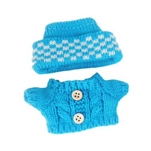 KiBcsLic 2 Teiliger Puppenpullover Und Hut Outfit, Foto Requisiten, Süßes Dekoratives Kostüm, Mädchen Puppenkleidung, für 15–17 cm Große Puppen, Blau KiBcsLic 2 Teiliger Puppenpullover Und Hut Outfit, Foto Requisiten, Süßes Dekoratives Kostüm, Mädchen Puppenkleidung, für 15–17 cm Große Puppen, Blau von KiBcsLic
