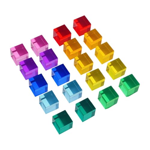 KiBcsLic 20 Teiliges Regenbogen Acryl Baustein Set mit Buntem Acrylwürfel für Kinder von KiBcsLic