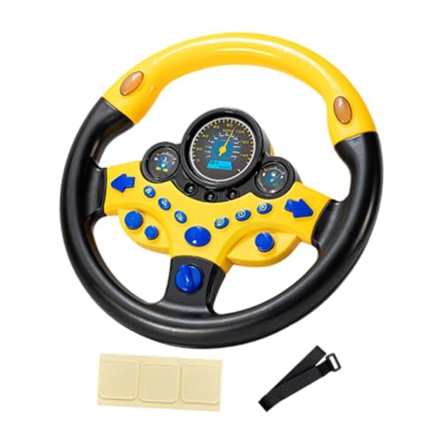 KiBcsLic 3 Stück Lenkrad Spielzeug Kinder Fahrer Auto Spiel Simuliertes Fahrcontroller Pädagogisches Soundspielzeug Aus PP für Lernspiele Rollenspi, Gelb von KiBcsLic