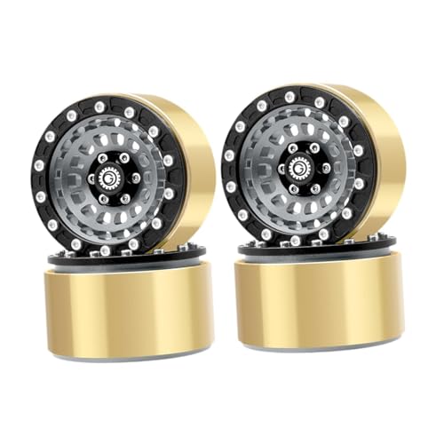 KiBcsLic 4 Stück Beadlock Felgen RC Geländeräder Radnaben Metallringe Aluminiumräder mit Stoßfester Konstruktion für Anspruchsvolles Gelände für Den Austausch, Grau von KiBcsLic