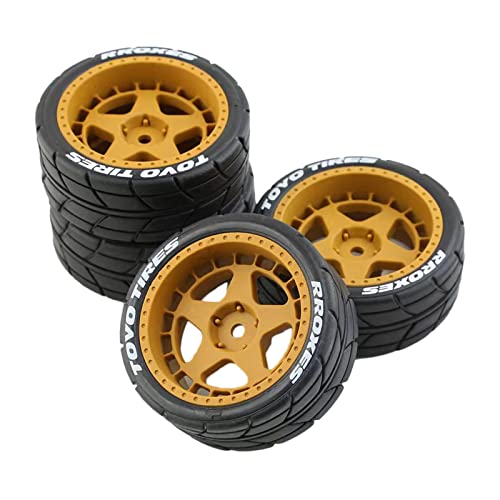 KiBcsLic 4 Stück RC Reifen 12mm Nabe für TT02 XV01 1:10 Elektro Tourenwagen Zubehör, Orange KiBcsLic 4 Stück RC Reifen 12mm Nabe für TT02 XV01 1:10 Elektro Tourenwagen Zubehör, Orange von KiBcsLic