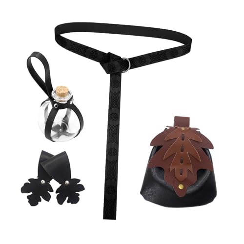 KiBcsLic 5Pcs Gürteltasche Rock Flasche für Mittelalterliche Veranstaltungen, Schwarz von KiBcsLic