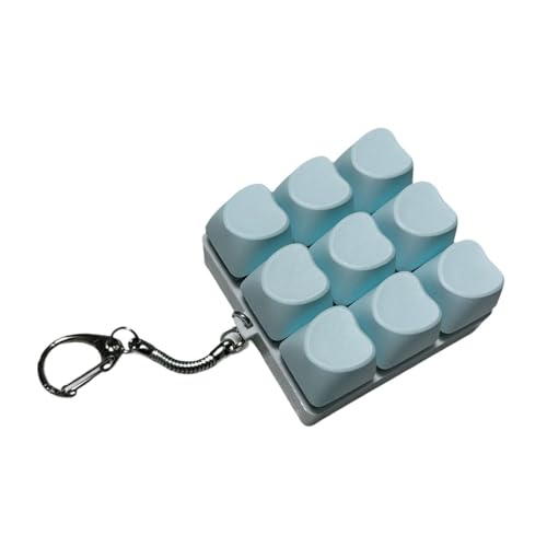 KiBcsLic 9 Tasten, Mechanisches Tastenfeld mit Schlüsselanhänger, Multifunktionales Fingerspielzeug mit Tasten, Blau von KiBcsLic