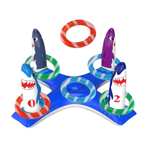 KiBcsLic Aufblasbares Pool Wurfspielzeug, 6 Wurfspiel, Tragbares Premium PVC Poolspiel, Schwimmende Wurfspiele, Hai von KiBcsLic