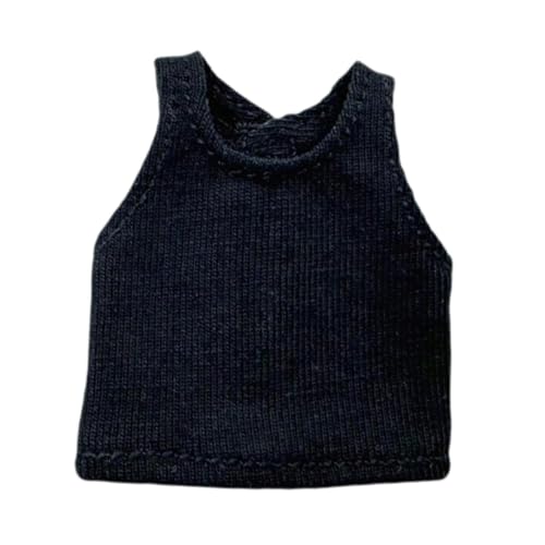 KiBcsLic Doll Tanktop Strickweste Puppenbekleidung Ärmelloses Pullover Lockerer Mini Crewneck Aus Stofffaden für 1/12 Mädchenpuppen Kinder Rollenspiel Geschenk, Schwarz von KiBcsLic