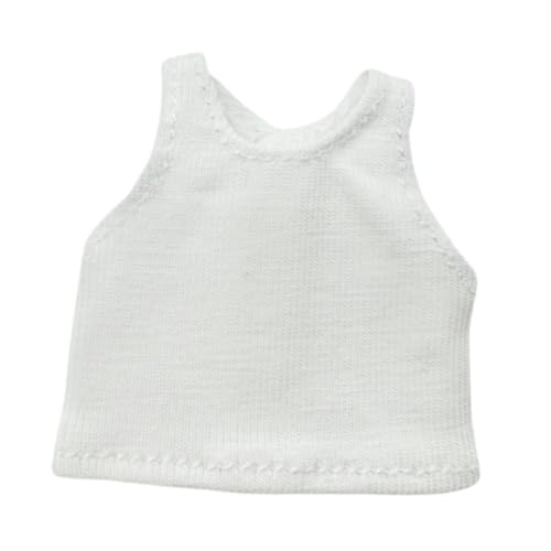 KiBcsLic Doll Tanktop Strickweste Puppenbekleidung Ärmelloses Pullover Lockerer Mini Crewneck Aus Stofffaden für 1/12 Mädchenpuppen Kinder Rollenspiel Geschenk, Weiß von KiBcsLic