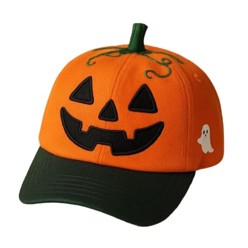 KiBcsLic Halloween-Baseballmütze mit Kürbisgesicht, Baseballkappe zum Verkleiden von KiBcsLic