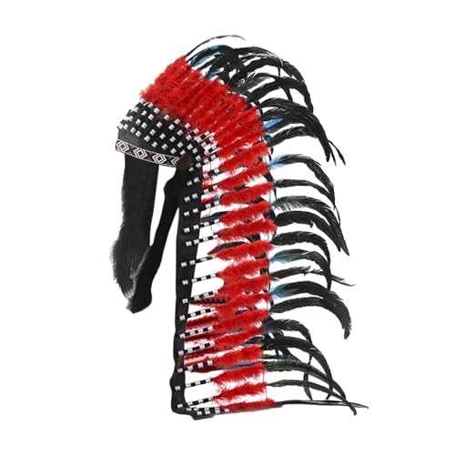 KiBcsLic Indianer-Kopfschmuck für Häuptlinge, Cosplay, Foto-Requisiten, Kostümzubehör, künstlicher Federkopfschmuck für Festivals von KiBcsLic