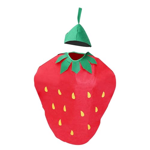 KiBcsLic Kinder Obstkostüm Outfit, Cosplay, Süßes, Leichtes, Kinderkostüm, Verkleiden Sie Sich für Bühnenauftritte, Partyzubehör, Erdbeere von KiBcsLic