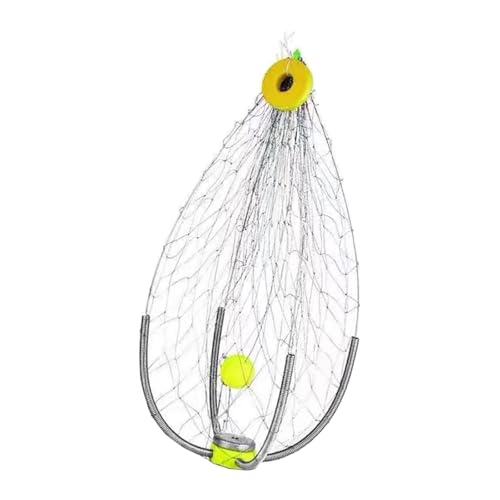 KiBcsLic Krabbenfalle Fangkäfig Maschennetz Reuse Korbnetz mit Zusammenklappbarem Stahldrahtrahmen für Den Transport für Angler Zum Einsatz in Süßwasser Und S, Kleine Masche, Ausgeklappt 50cm von KiBcsLic