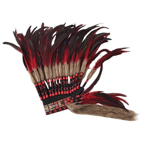 KiBcsLic Künstlicher Federkopfschmuck, Stirnband für Festivals, Halloween, Rot 55cmx55cm von KiBcsLic