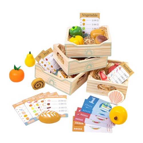 KiBcsLic Lebensmittel Spielen Spielzeug Holz Rollenspiele Sets für Kinder Jungen Mädchen von KiBcsLic