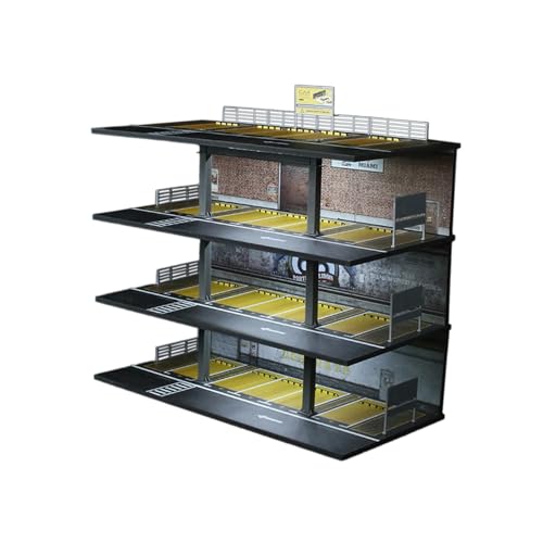 KiBcsLic Modellauto Vitrine Miniatur Diorama Garagen Szene Organizer Aufbewahrungsbox mit Lichtfunktion Aus PVC Acryl für Büro Regal Zuhause Schaufenster, Style C von KiBcsLic