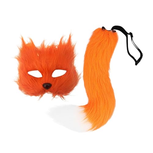 KiBcsLic Pelzige Maske und Schwanz, lustiges Kostümzubehör für Rollenspiele, Osterferien, Orange KiBcsLic Pelzige Maske und Schwanz, lustiges Kostümzubehör für Rollenspiele, Osterferien, Orange von KiBcsLic