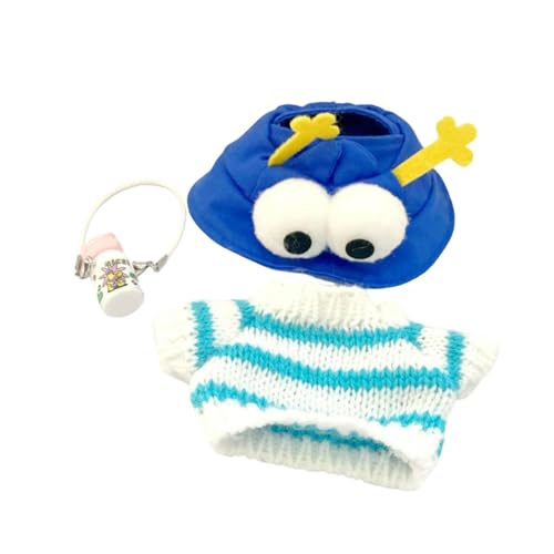 KiBcsLic Puppenkleidung, Puppenkleidung, weiches, stilvolles Kostüm, Sitz- und Sitzparty mit Kleiner Wasserflasche, Mini-Strickpullover mit Streifen, Blauer Hut KiBcsLic Puppenkleidung, Puppenkleidung, weiches, stilvolles Kostüm, Sitz- und Sitzparty mit Kleiner Wasserflasche, Mini-Strickpullover mit Streifen, Blauer Hut von KiBcsLic