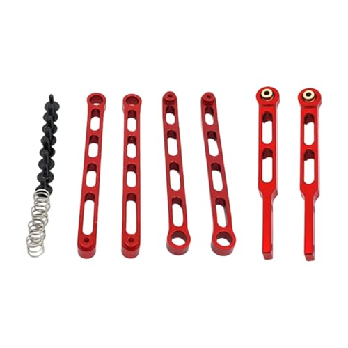 KiBcsLic RC Auto Achsen Zugstangen Set Metall Ersatzteile Vorder Und Hinterachse Zubehör Robuste Ausführung für Modellauto Fans Ersatz Bastler, Rot von KiBcsLic