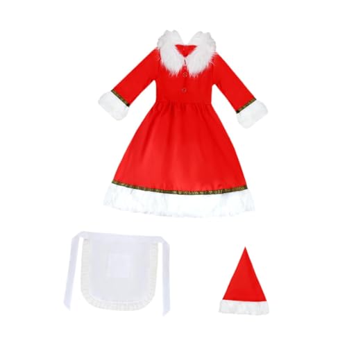 KiBcsLic Santa Kostüm Kinder Weihnachtsdress Rotes Kostüm mit Schürze Und Hut Aus Komfortablem Material für Festparty Rollenspiel Geburtstagsdeko Weihnachtsfe, Rot, L von KiBcsLic