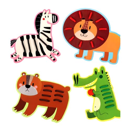 KiBcsLic Schnürspielzeug mit Fädelbrett für Kinder, Puzzlespiel Zur Förderung Der Feinmotorik Und des Lernens, Tiermuster KiBcsLic Schnürspielzeug mit Fädelbrett für Kinder, Puzzlespiel Zur Förderung Der Feinmotorik Und des Lernens, Tiermuster von KiBcsLic