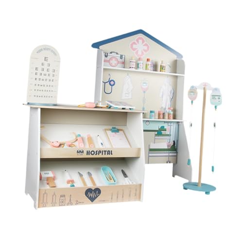 KiBcsLic Stationsset Aus Holz für Rollenspiele von Kindern, 23x65x101.5 cm von KiBcsLic