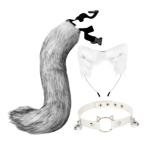 KiBcsLic Stirnband, Halsband Und Schwanz Set, Kostüm Set für Feiern, Karneval von KiBcsLic