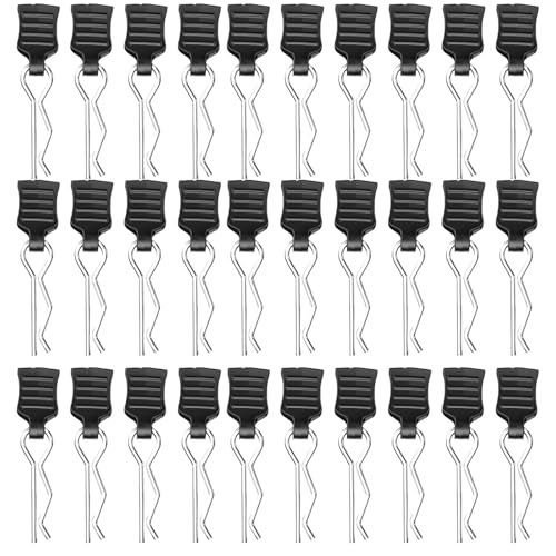 RC Körper Shell Pin, 30 Stücke RC Karosserie Clips Deerc Ersatzteile mit Aufreißlaschen RC Car Clips Bent Springy R Pins 1/10 1/12 1/16 Karosserieklammern Deerc Esatzteile Schwarz von KiBlithemor