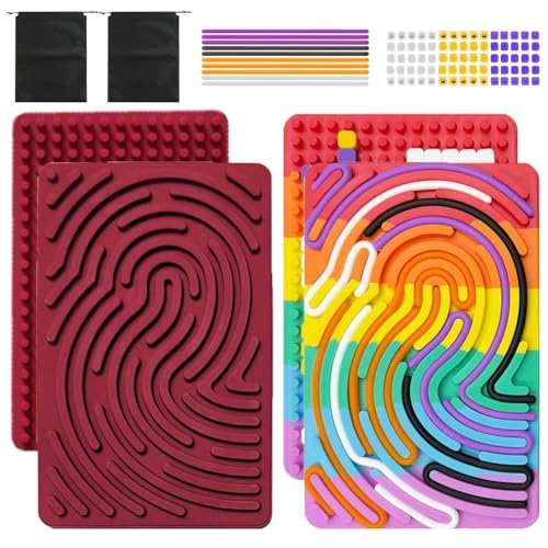 Sensorik Spielzeug Activity Board, 2 PCS Doppelseitiges Silicone Sensory Fidget Toys für Autismus ADHS Stress Anxiety, Silikon Sensory Toys für Kinder ab 3 Jahr & Erwachsene mit 22 Zubehör Schnüren Sensorik Spielzeug Activity Board, 2 PCS Doppelseitiges Silicone Sensory Fidget Toys für Autismus ADHS Stress Anxiety, Silikon Sensory Toys für Kinder ab 3 Jahr & Erwachsene mit 22 Zubehör Schnüren von KiBlithemor