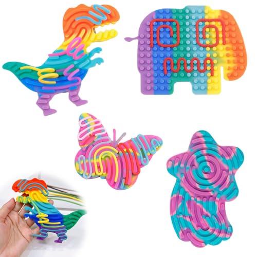 Sensorik Spielzeug Activity Board, 4 PCS Doppelseitiges Silicone Sensory Fidget Toys für Autismus ADHS Stress Anxiety, Silikon Sensory Toys für Kinder ab 3 Jahr & Erwachsene mit 55 Zubehör Schnüren Sensorik Spielzeug Activity Board, 4 PCS Doppelseitiges Silicone Sensory Fidget Toys für Autismus ADHS Stress Anxiety, Silikon Sensory Toys für Kinder ab 3 Jahr & Erwachsene mit 55 Zubehör Schnüren von KiBlithemor