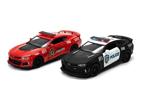 KiNSMART 2017 Chevrolet Camaro ZL1 Police & Fire Edition, Maßstab 1:38, 12,7 cm Druckguss-Modellautos, Pull Back Action von KiNSMART