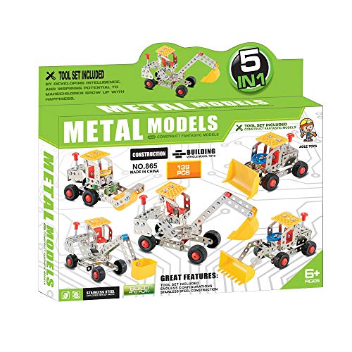 Aole Metallbau-Set, 5-in-1, Baufahrzeuge, 139 Teile, Lernspielzeug für Kinder ab 6 Jahren Aole Metallbau-Set, 5-in-1, Baufahrzeuge, 139 Teile, Lernspielzeug für Kinder ab 6 Jahren von Kibi Store