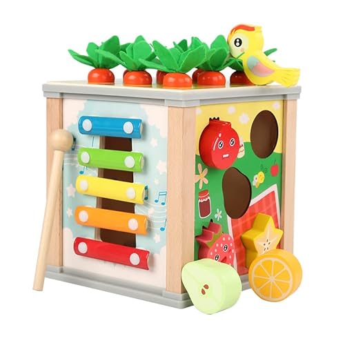 Holzspiele für Kinder 1 2 Jahre, 5 in 1 Montessori multifunktionaler motorischer Fähigkeitswürfel für pädagogisches Geschenk für Hand-Auge-Koordination, Erkennung von Farben und Formen Holzspiele für Kinder 1 2 Jahre, 5 in 1 Montessori multifunktionaler motorischer Fähigkeitswürfel für pädagogisches Geschenk für Hand-Auge-Koordination, Erkennung von Farben und Formen von Kibi Store