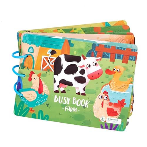 Kibi Busy Book Montessori 3 Jahre, pädagogisches Quiet Book Puzzle, Montessori Sensorische Bücher für Kinder, 9 Themen Lernspielzeug Vorschule Matching Game Toy Interaktives Spielzeug (Farm) von Kibi Store