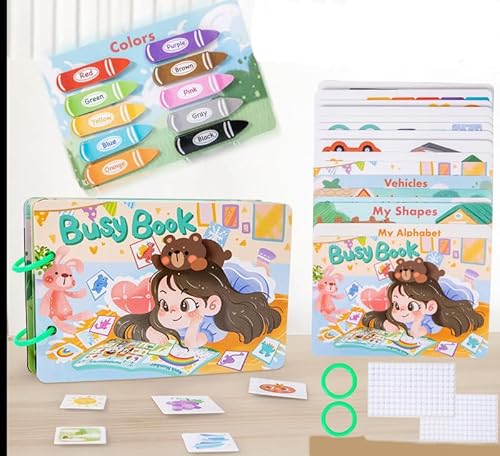Kibi Busy Book Montessori 3 Jahre, pädagogisches Quiet Book Puzzle, Montessori Sensorische Bücher für Kinder, 9 Themen Lernspielzeug Vorschule Matching Game Toy Interaktives Spielzeug (Life Stil) von Kibi Store