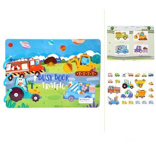 Kibi Busy Book Montessori 3 Jahre, pädagogisches Quiet Book Puzzle, Montessori Sensorische Bücher für Kinder, 9 Themen Lernspielzeug Vorschule Matching Game Toy Interaktives Spielzeug (Transport) von Kibi Store