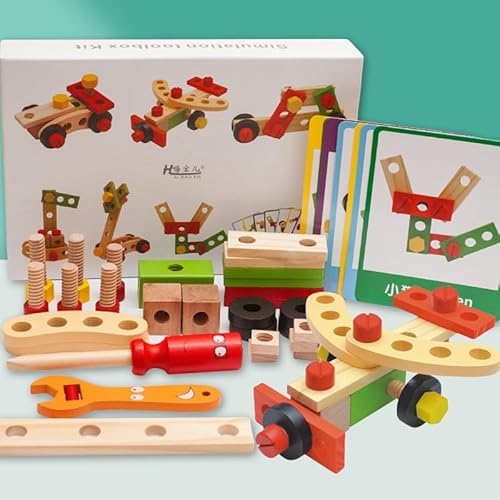 Kibi Holzbau-Set für Kinder, Montageset mit Werkzeugen, Lernspielzeug Würfel und Bolzen für Kinder, Konstruktionswerkzeuge für Spielzeug, Spielzeug für motorische Fähigkeiten Kibi Holzbau-Set für Kinder, Montageset mit Werkzeugen, Lernspielzeug Würfel und Bolzen für Kinder, Konstruktionswerkzeuge für Spielzeug, Spielzeug für motorische Fähigkeiten von Kibi Store