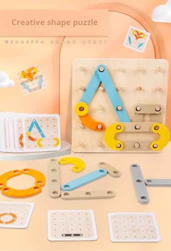 Kibi Montessori Lernspielzeug, Geometrie Brett Form Puzzle mit Karten Geoboard Puzzle Holz Kibi Montessori Lernspielzeug, Geometrie Brett Form Puzzle mit Karten Geoboard Puzzle Holz von Kibi Store