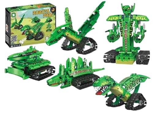 Kibi Store Dinosaurierroboter Spielzeug, programmierbares Bausatz, 2,4 G Fernbedienung und App, ABS-Blöcke Set 5 in 1 Roboter STEM Grün Kibi Store Dinosaurierroboter Spielzeug, programmierbares Bausatz, 2,4 G Fernbedienung und App, ABS-Blöcke Set 5 in 1 Roboter STEM Grün von Kibi Store