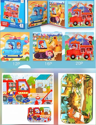Magnetpuzzle für Kinder, 3-in-1-Puzzle, Tierpuzzle, Geschenk für Kinder 3 4 5 Jahre 60 Teile aus Holz Jigsaw Puzzle Holzspielzeug mit Metallbox (Blau) von Kibi Store