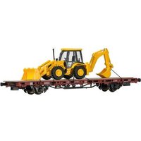 KIBRI 26260 H0 Niederbordwagen mit Baggerlader JCB 4CX 4x4x4, Fertigmodell KIBRI 26260 H0 Niederbordwagen mit Baggerlader JCB 4CX 4x4x4, Fertigmodell von Kibri