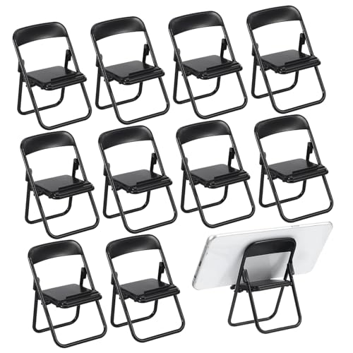 Kichvoe 12 Stück Mini Klappstuhl für Puppenhaus Teiliges Faltbare Möbel Mobiles Zubehör Schwarzes Design für DIY Dekoration Robust und Langlebig Geschenkidee von Kichvoe